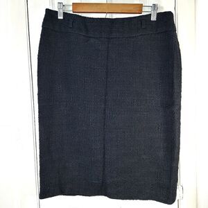 WHBM 100% Cotton Black Textured Knit Pencil Skirt Sz 12